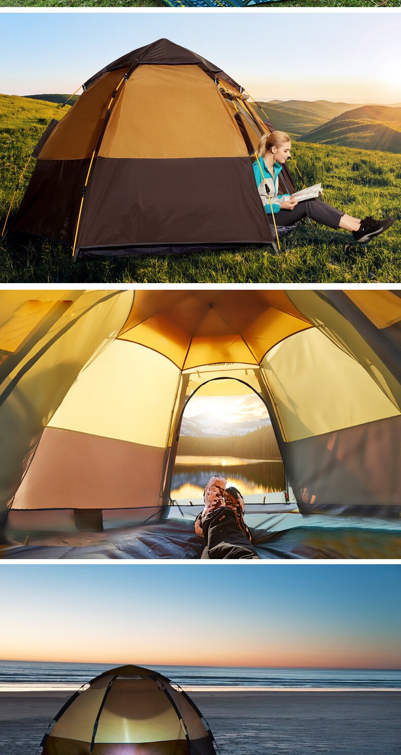 Cheap Goat Tents Automatic Tent Outdoor 3 4 Person Large Family Double Deck Tent Anti UV Waterproof Camping Beach Tent Fishing Hiking Picnic Tents 